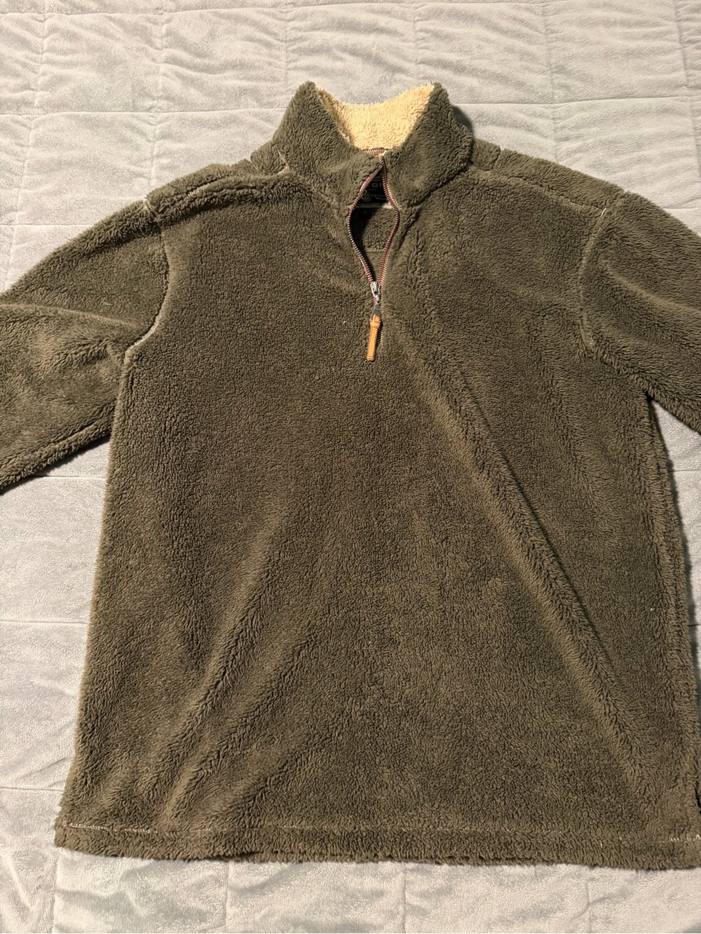 True Grit Olive Green Sherpa Zip Pullover